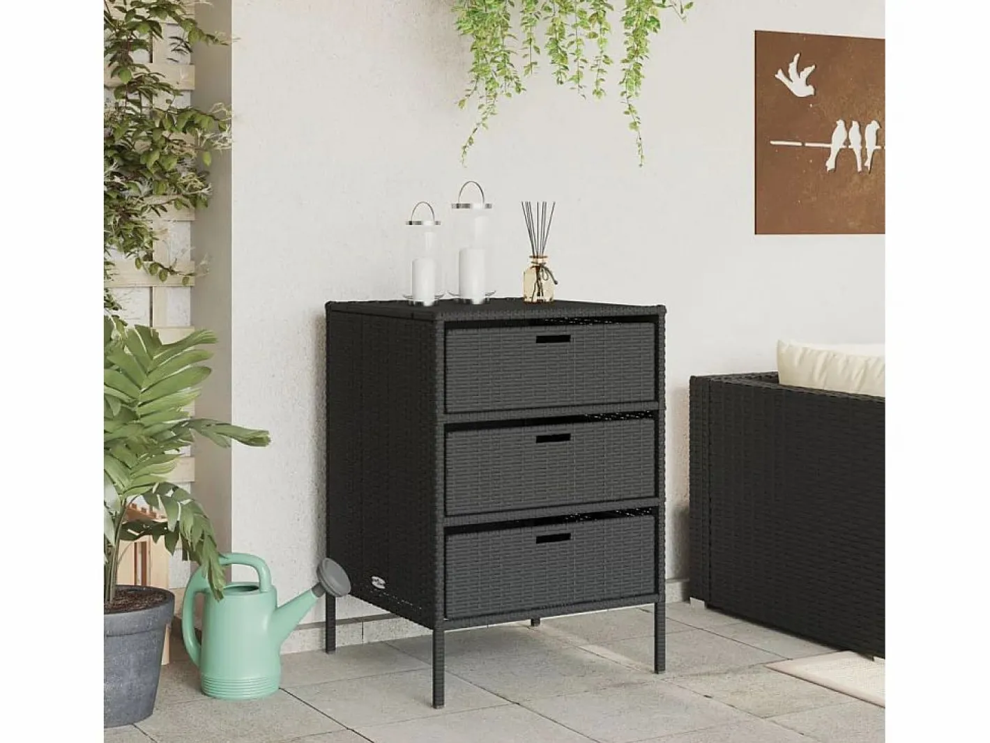 Holiday Armario de almacenaje de jardín ratán PE 55x59x80 cm^Garden Furniture Discount