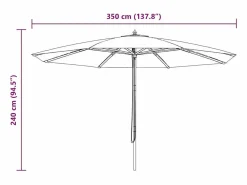 Hollywood Sombrilla de jardín con palo de madera 350 cm gris topo^Garden Furniture Sale