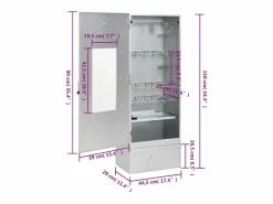 vidaxl Horno ahumador astillas madera acero galvanizado 44,5x29x110 cm Plateado New