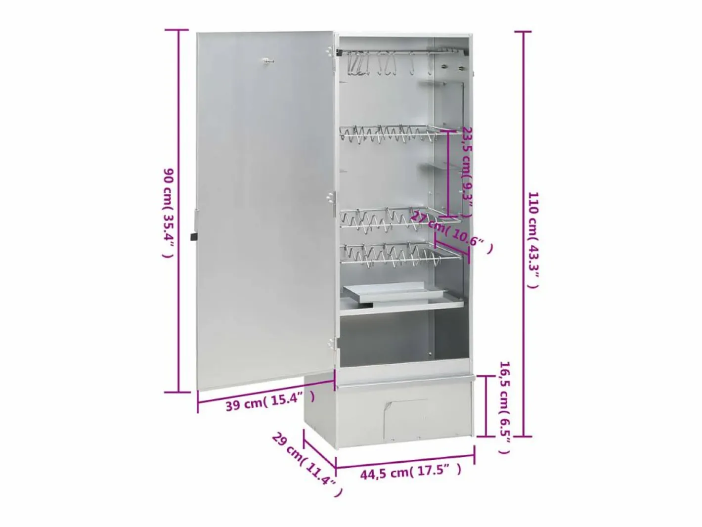 Horno ahumador de BBQ con generador humo frío acero galvanizado^vidaxl New