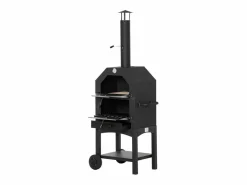Outsunny Horno de leña 3 niveles con ruedas acero inox 160x64x54 cm Negro Online
