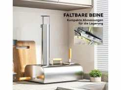Barbacoa|Horno de pizza para exterior en acero inoxidable, leña, con piedra de hornear, puerta, plegable, 79x36x75 cm