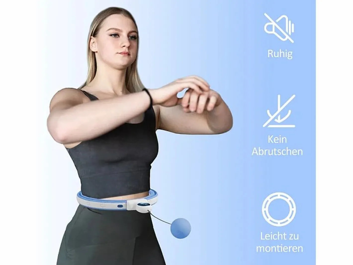 Aparato De Musculación|Hula hoop inteligente ajustable con peso y contador, plástico, claro, 16 segmentos (76x113cm)