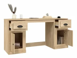 Clicnbuy idaXL Escritorio con armario contrachapada roble Sonoma Marru00f3n New
