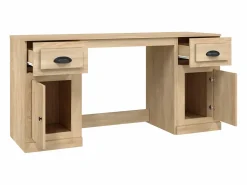 Clicnbuy idaXL Escritorio con armario contrachapada roble Sonoma Marru00f3n New