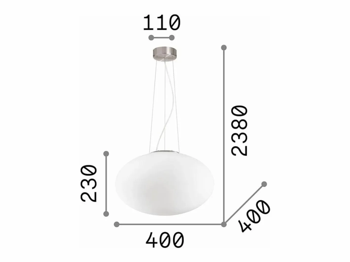 Ideal Lux Candy - Lámpara colgante de techo de 1 globo mediano, blanca, E27 Blanco Clearance