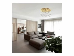 Ideal Lux Moonlight - Lámpara colgante de techo semi empotrada grande con 12 luces, oro, G9 Dorado Online