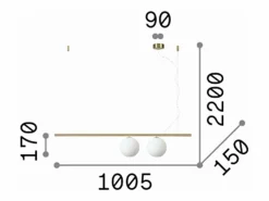 PERLINE Plafón colgante barra 2 luces^Ideal Lux Discount