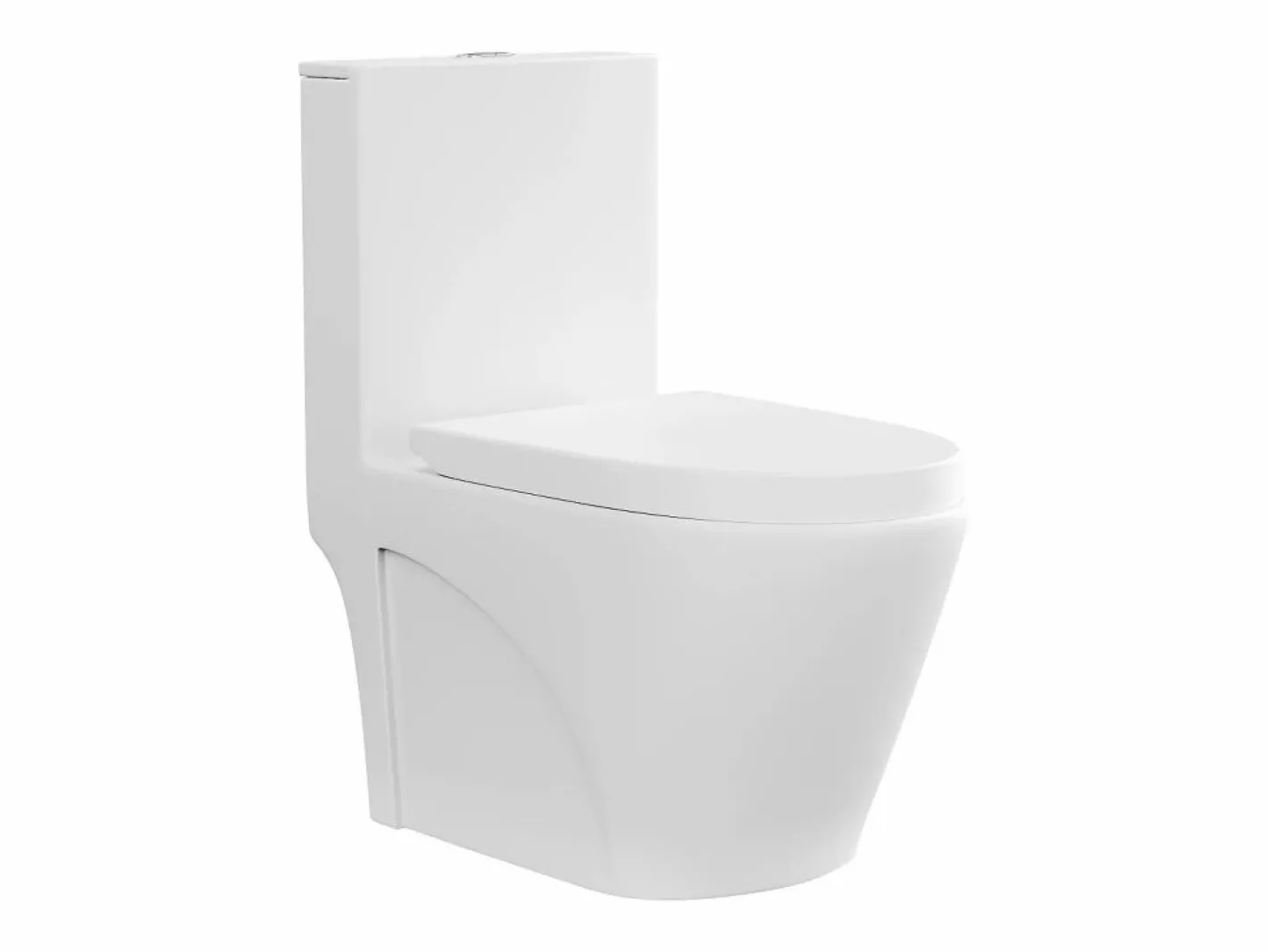 Vente-unique Inodoro de cerámica mate de pie con tapa silenciosa, desagüe horizontal, NAGILAM Blanco