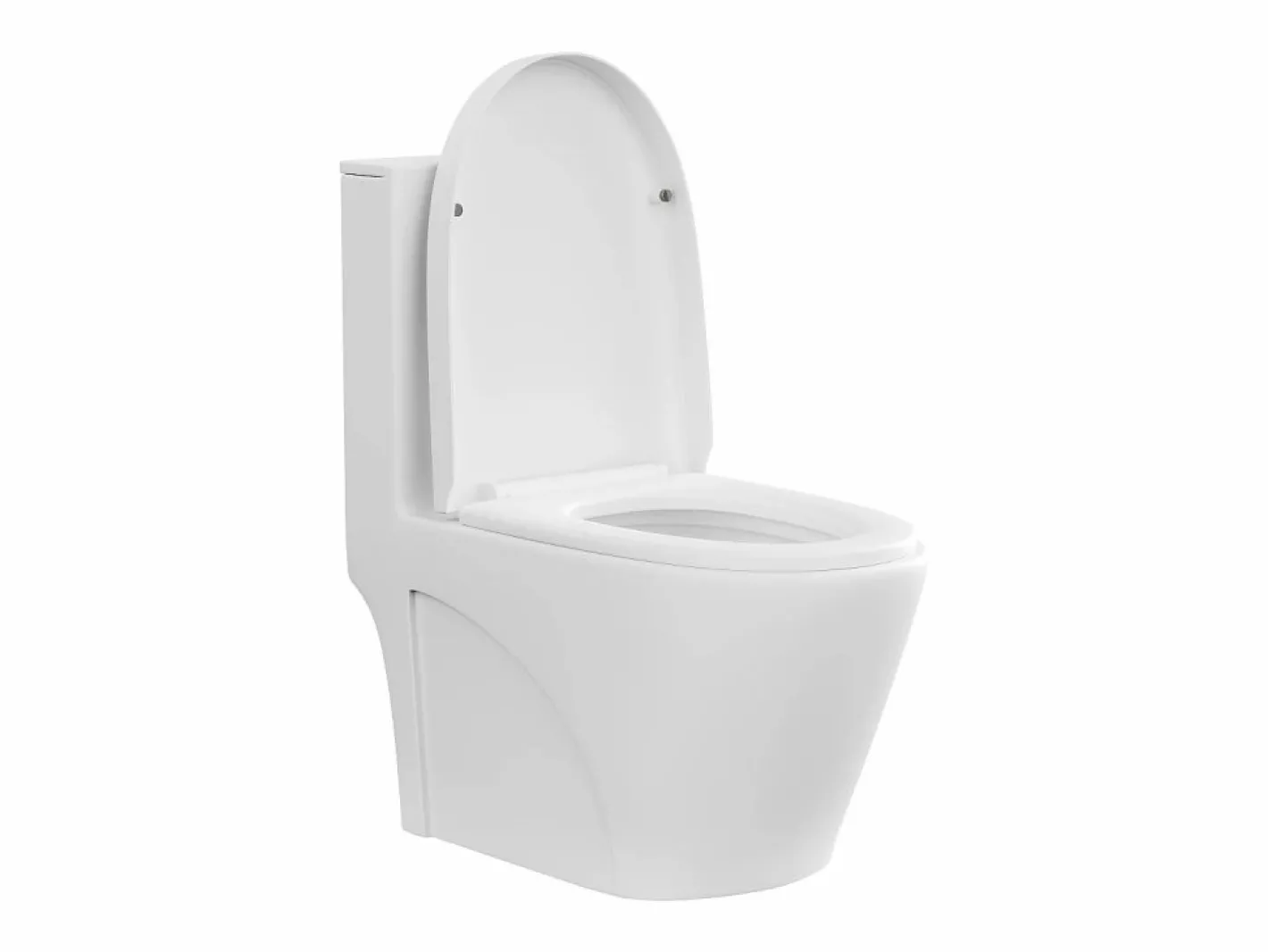 Vente-unique Inodoro de cerámica mate de pie con tapa silenciosa, desagüe horizontal, NAGILAM Blanco