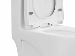 Vente-unique Inodoro de cerámica mate de pie con tapa silenciosa, desagüe horizontal, NAGILAM Blanco