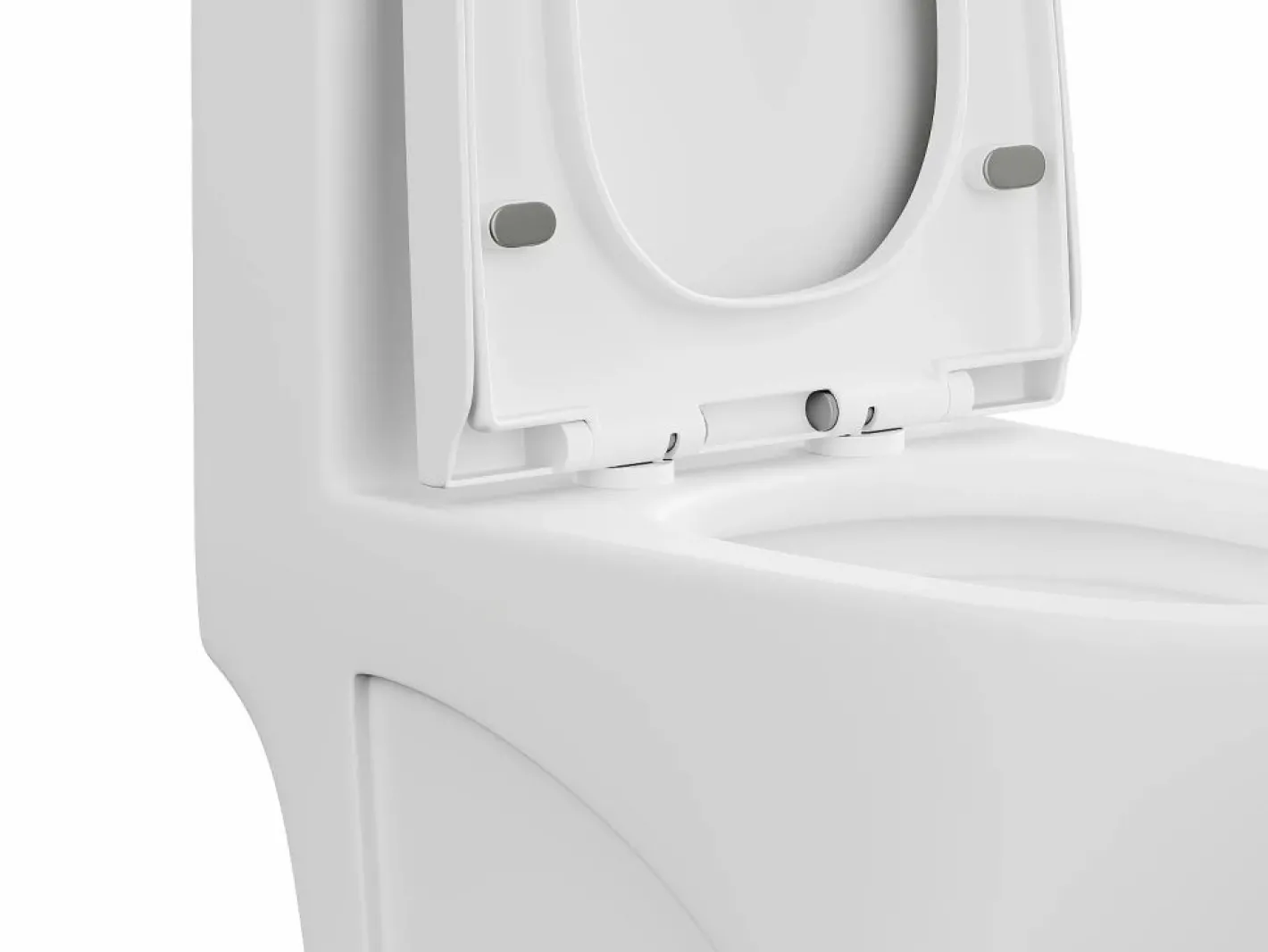 Vente-unique Inodoro de cerámica mate de pie con tapa silenciosa, desagüe horizontal, NAGILAM Blanco