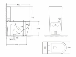 Vente-unique Inodoro de cerámica mate de pie con tapa silenciosa, desagüe horizontal, NAGILAM Blanco