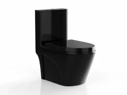 Vente-unique Inodoro De Pie|Inodoro de cerámica brillante con tapa silenciosa, NAGILAM