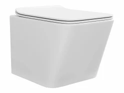 Vente-unique Inodoro flotante de cerámica mate sin brida, L51,5 x Alt. 34, CLEMONA Blanco Hot