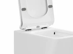 Vente-unique Inodoro flotante de cerámica mate sin brida, L51,5 x Alt. 34, CLEMONA Blanco Hot