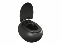 Vente-unique Inodoro flotante de cerámica mate con tapa silenciosa, HURO II Negro Outlet