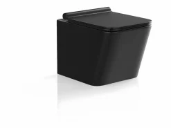 Vente-unique Inodoro Suspendido|Inodoro flotante de cerámica mate sin brida, Ancho 51,5 x Alt. 34, CLEMONA