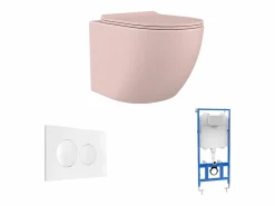 Vente-unique Inodoro Suspendido|Inodoro flotante mate con estructura de soporte y placa de activación, JAVOINE