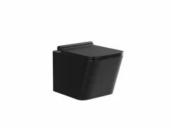 Vente-unique Inodoro flotante mate con marco de soporte y placa de descarga, CLEMONA Negro Hot