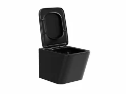 Vente-unique Inodoro flotante mate con marco de soporte y placa de descarga, CLEMONA Negro Hot