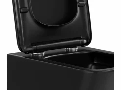 Vente-unique Inodoro flotante mate con marco de soporte y placa de descarga, CLEMONA Negro Hot