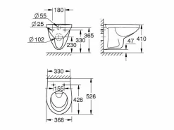 Inodoro mural Bau Ceramic con brida^GROHE Clearance