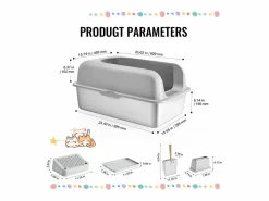 Inodoro para Gatos SucceBuy XL, 15 CM de Profundidad, Inodoro, de Acero Inoxidable con Reposapiés Gris claro Hot