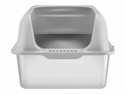 Inodoro para Gatos SucceBuy XL, 15 CM de Profundidad, Inodoro, de Acero Inoxidable con Reposapiés Gris claro Hot