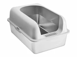 Inodoro para Gatos SucceBuy XL, 15 CM de Profundidad, Inodoro, de Acero Inoxidable con Reposapiés Gris claro Hot