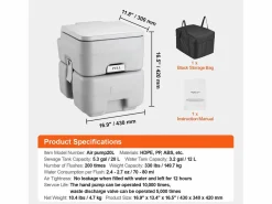Inodoro Portátil SucceBuy 20 L, con Bolsa de Transporte para el Camping Gris Discount