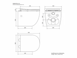 LuxeBath Inodoro sin borde Inodoro suspendido Softclose Nanorrevestimiento Tapa corta Fun Blanco
