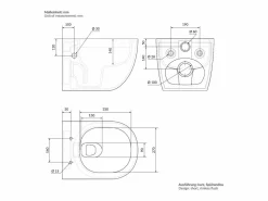 LuxeBath Inodoro sin borde Inodoro suspendido Softclose Nanorrevestimiento Tapa corta Fun Blanco