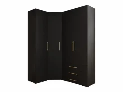 Inova 3 armario con puertas batientes 236,7/182/47 Negro / Dorado Best