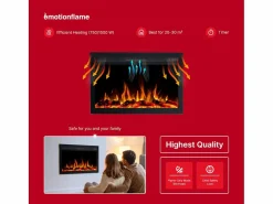 Insert eléctrico INFINITY para chimenea eléctrica - fuego premium - empotrada - 71x14x50 cm - chimenea LED con calefacción 750/1500 W^ Best