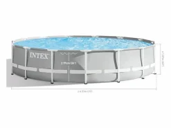 Intex Piscina Tubular|26724NP - Piscina Redonda Prisma Frame con bomba depuradora, escalera y láminas, 457x107 cm