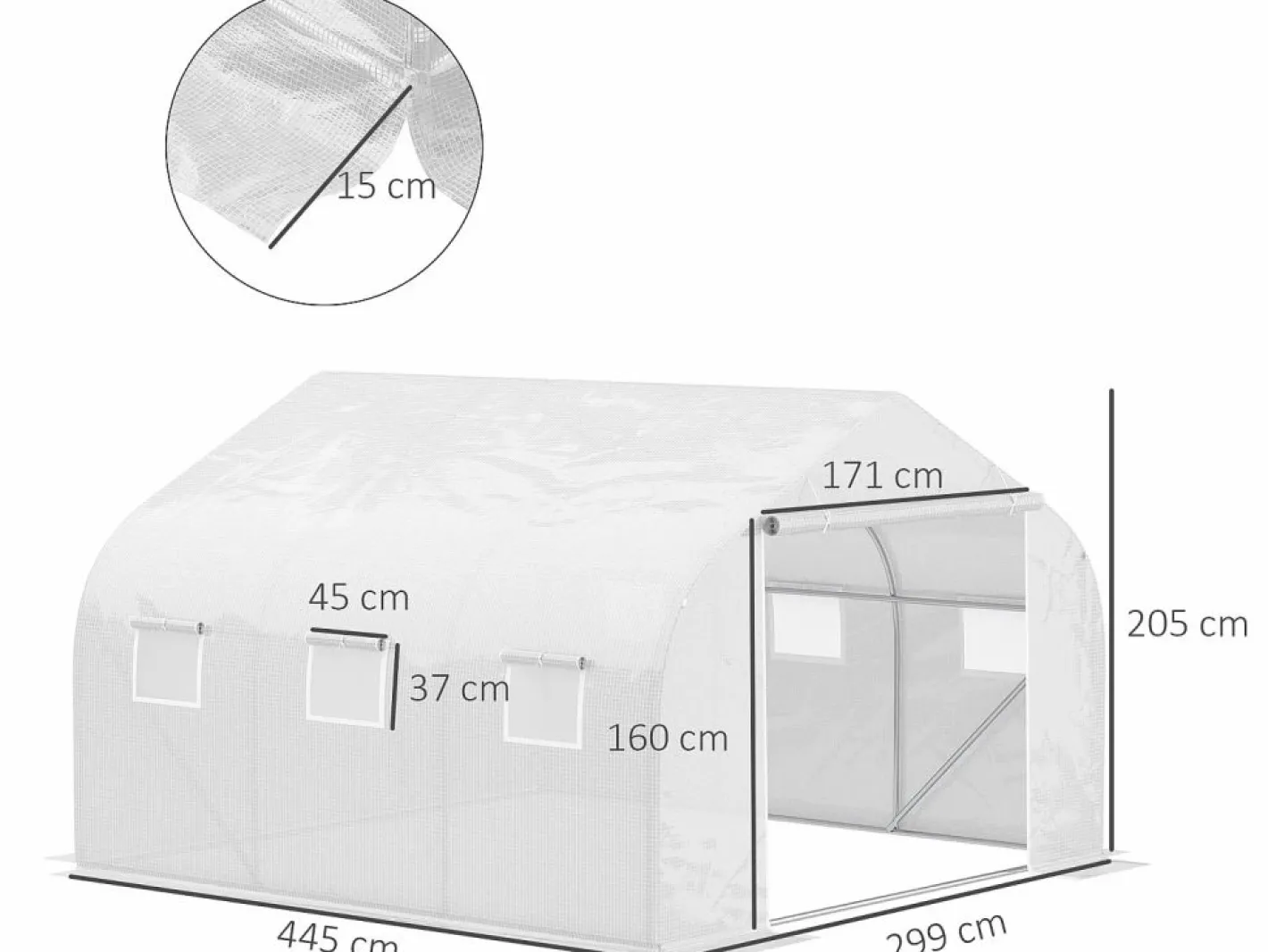 Invernadero 445x299x205 cm^Outsunny Clearance