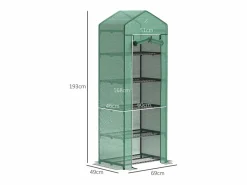 Invernadero De Jardín|Invernadero con puerta enrollable y estantes, de plástico, , para jardín y balcón (69x49x193 cm)