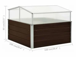 Clicnbuy Invernadero De Jardín|Invernadero de acero galvanizado marrón 100x100x85 cm