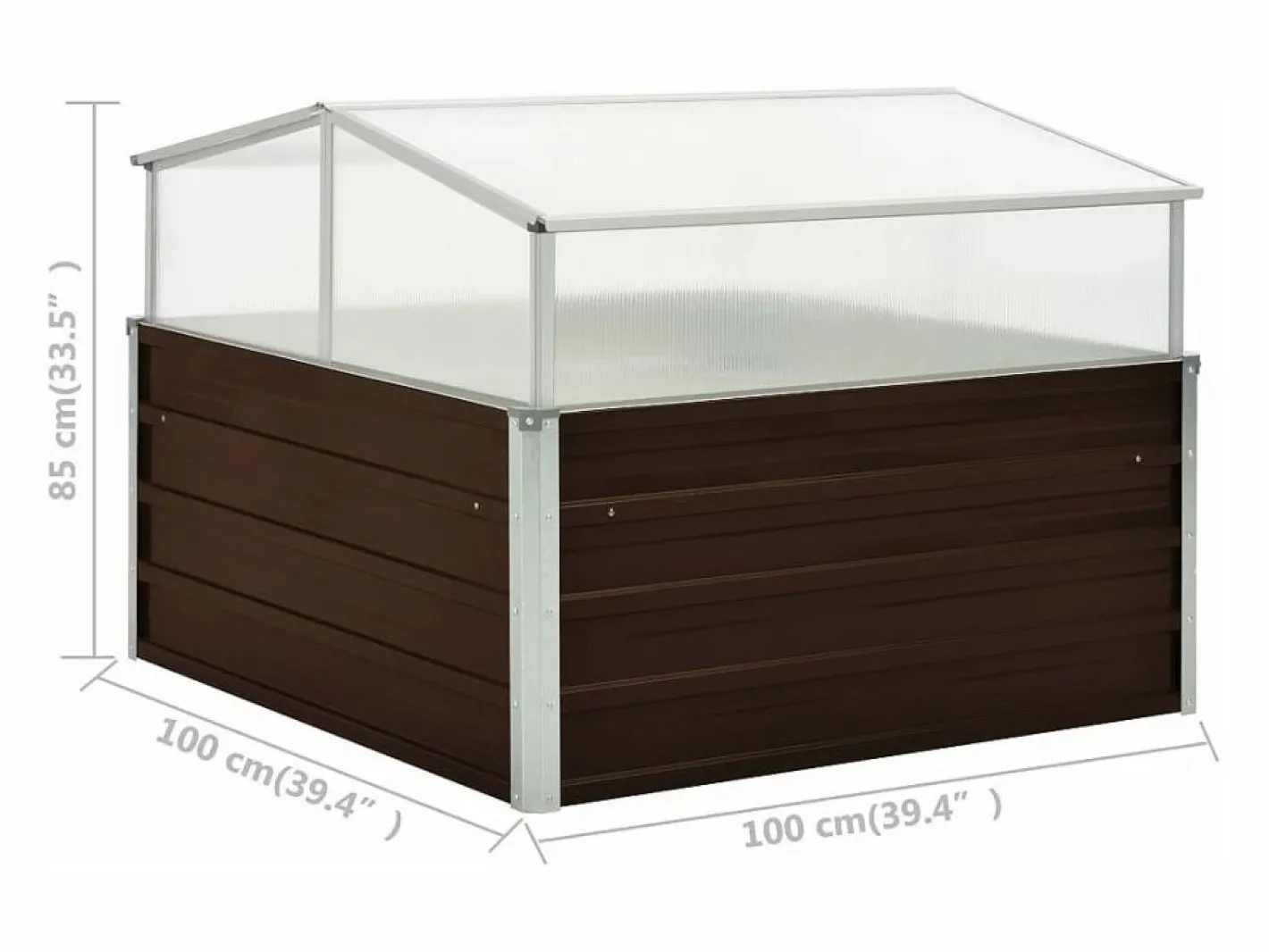 Clicnbuy Invernadero De Jardín|Invernadero de acero galvanizado marrón 100x100x85 cm