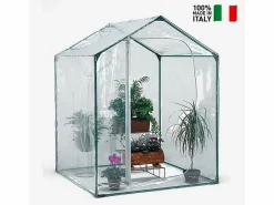 Buzz metallurgica Invernadero de balcón para plantas y flores de 153 x 153 x h210 cm en PVC y acero Mimosa M Transparente Hot