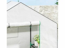Invernadero de jardín con puerta enrollable, ventanas, estantes, plástico reforzado, (143x74x190cm)^ Sale