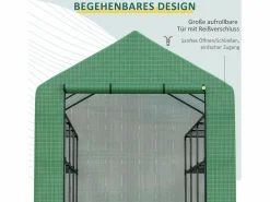 Invernadero de jardín con 8 estantes, puerta enrollable, estructura de acero y cubierta de PE, (244x180x210 cm)^ Outlet