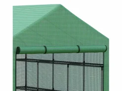 Invernadero de jardín con 8 estantes, puerta enrollable, estructura de acero y cubierta de PE, (244x180x210 cm)^ Outlet