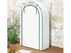 Invernadero de jardín con techo redondeado, estanterías, acero, (100x45x160 cm) Blanco Outlet