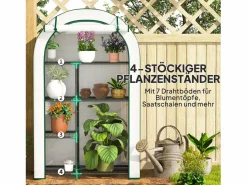 Invernadero de jardín con techo redondeado, estanterías, acero, (100x45x160 cm) Blanco Outlet