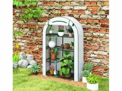 Invernadero de jardín con techo redondeado, estanterías, acero, (100x45x160 cm) Blanco Outlet