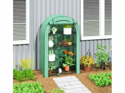 Invernadero de jardín con techo redondeado, estanterías, acero, (100x45x160 cm)^ Online