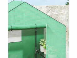 Invernadero De Jardín|Invernadero de jardín con puerta enrollable, ventanas y estantes, invernadero de invierno de plástico, estructura de metal, para balcón y jardín (143x74x190 cm)