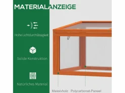 Invernadero De Jardín|Invernadero de jardín con cubierta, de madera maciza y policarbonato, color , resistente a la intemperie (90x46x40cm)